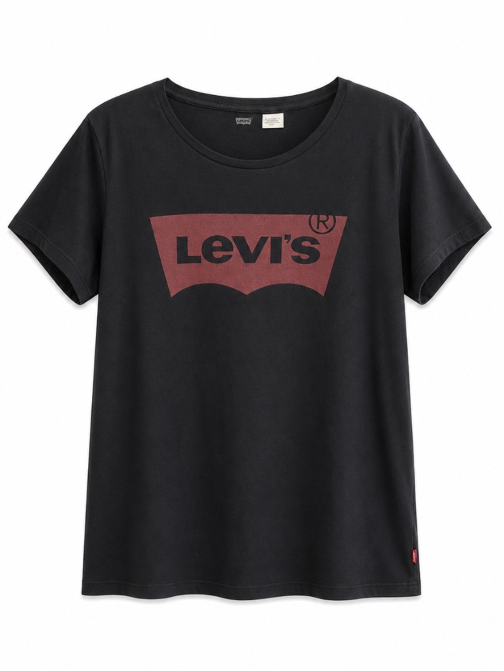 Levi's Black Vintage Wash Tee w Red Batwing Logo – Size Large EUC